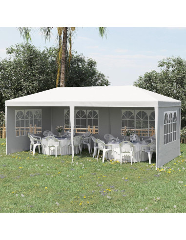 Carpa Grande para Fiestas AnhuaUSA 5.84x2.95m Blanca con Paredes
