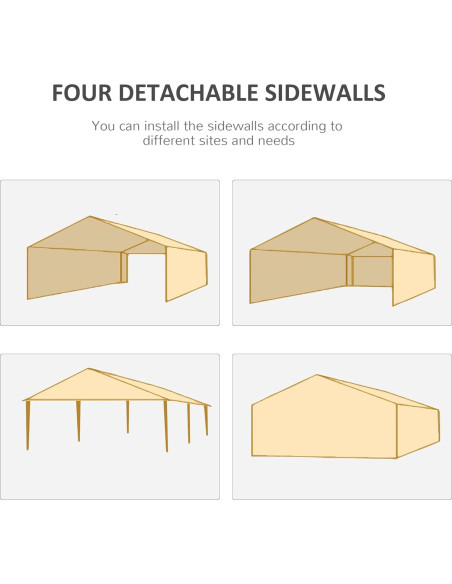 Carpa Grande para Fiestas AnhuaUSA 5.84x2.95m Blanca con Paredes Carpa Grande para Fiestas AnhuaUSA 5.84x2.95m Blanca con Paredes