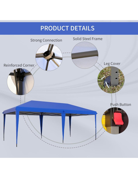 Carpa Plegable Genérico 3x6m Alta Resistencia Azul