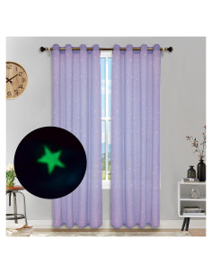 Cortinas Transparentes Eimilaly 2 Paneles 243,84 cm Estrellas