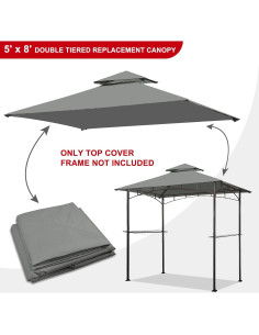 Cubierta de Reemplazo para Gazebo Eurmax 5x8 Gris UV Resistente 2