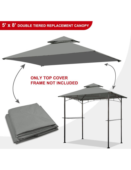 Cubierta de Reemplazo para Gazebo Eurmax 5x8 Gris UV Resistente