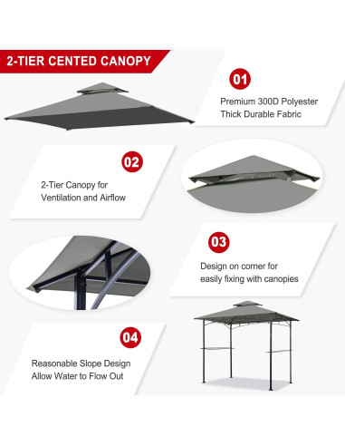 Cubierta de Reemplazo para Gazebo Eurmax 5x8 Gris UV Resistente