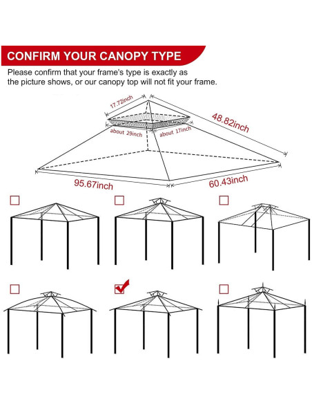 Cubierta de Reemplazo para Gazebo Eurmax 5x8 Gris UV Resistente