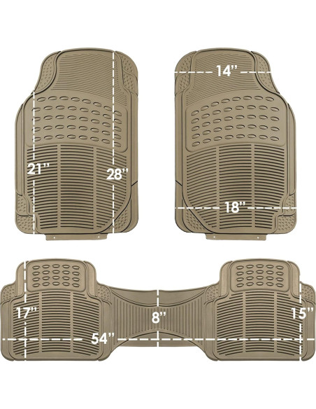 Alfombrilla de Goma Beige FH Group - Ajuste Universal 3 Filas