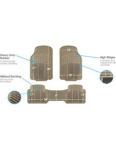 Alfombrilla de Goma Beige FH Group - Ajuste Universal 3 Filas