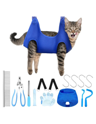 Hamaca de Aseo para Mascotas Ferraycle 14 en 1 Azul