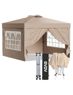 Carpa Plegable GVDV 3x3m con 4 Paredes Desmontables Caqui