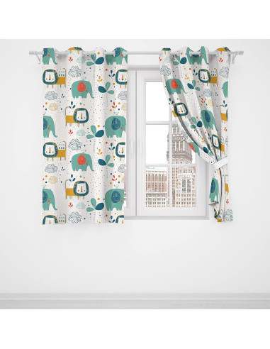 Cortinas Opacas Trelemek 2 Paneles 66x213 cm Tropicales