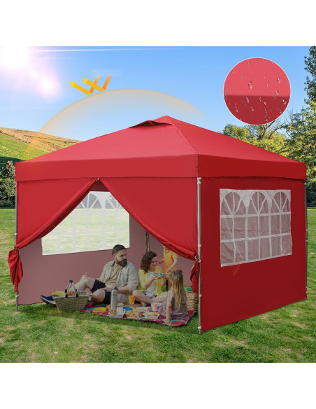 Carpa Plegable GDY 10x10ft Impermeable con Paredes Laterales