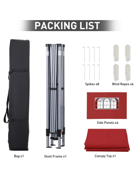 Carpa Plegable GDY 10x10ft Impermeable con Paredes Laterales