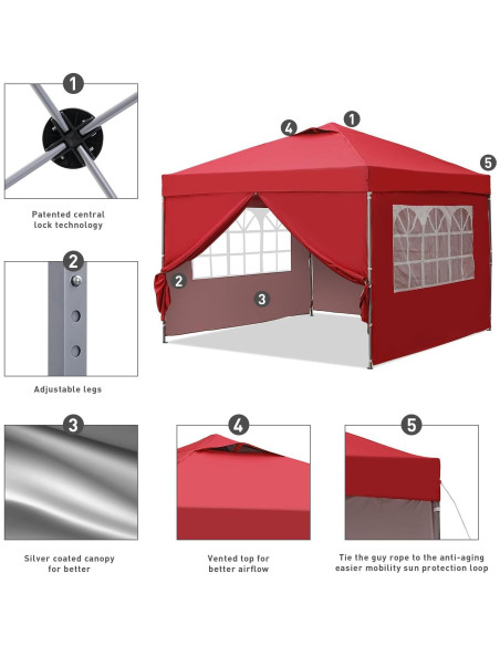 Carpa Plegable GDY 10x10ft Impermeable con Paredes Laterales