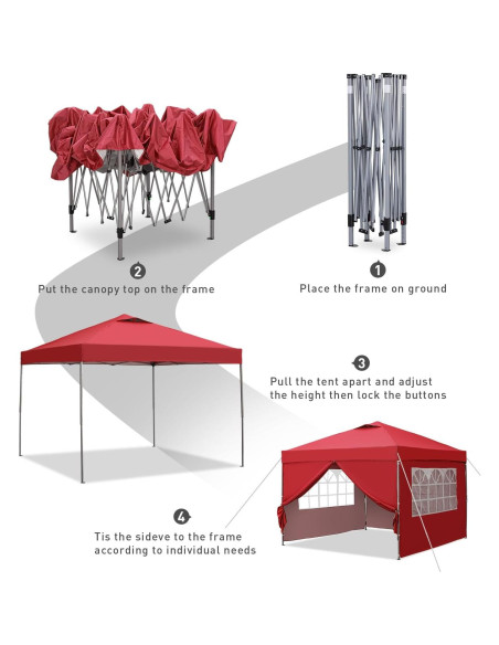 Carpa Plegable GDY 10x10ft Impermeable con Paredes Laterales