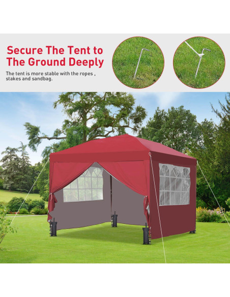 Carpa Plegable GDY 10x10ft Impermeable con Paredes Laterales