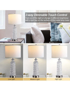 Lámpara de Mesa QiMH Set de 2 con Puertos USB y Control Táctil 2