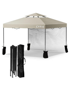 Carpa Plegable 10x10 Cyfie Impermeable con Pared Lateral
