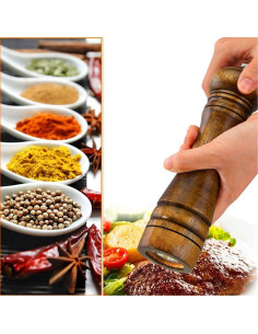 Molino de pimienta manual BINHAI de madera 23 cm con cerámica 2