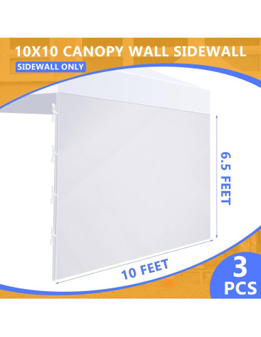 3 Piezas Pared Lateral Carpa Instantánea Amylove 3x2m Blanca