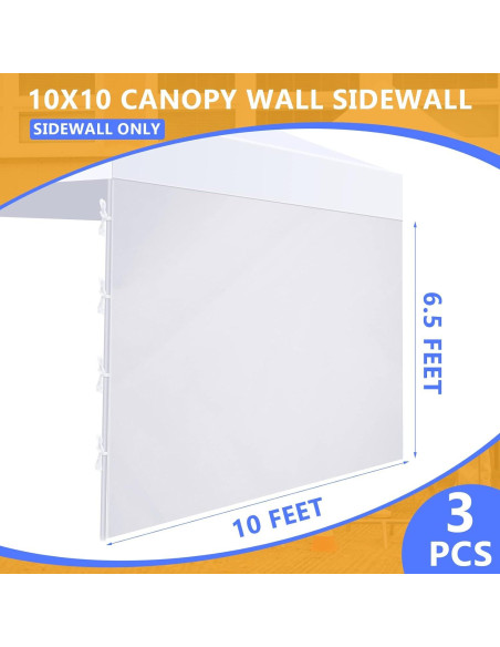 3 Piezas Pared Lateral Carpa Instantánea Amylove 3x2m Blanca
