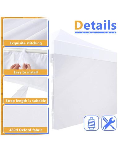 3 Piezas Pared Lateral Carpa Instantánea Amylove 3x2m Blanca