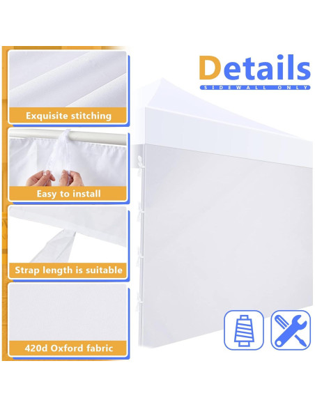 3 Piezas Pared Lateral Carpa Instantánea Amylove 3x2m Blanca