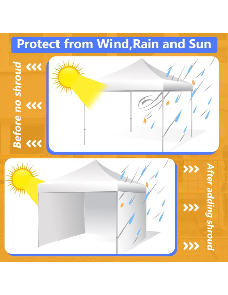 3 Piezas Pared Lateral Carpa Instantánea Amylove 3x2m Blanca