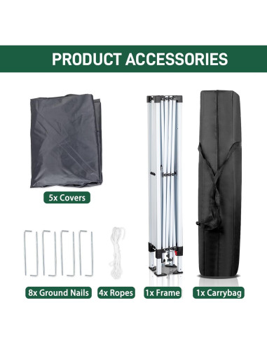 Carpa Plegable 3x3m Pinikuyiro Impermeable con Paredes Laterales