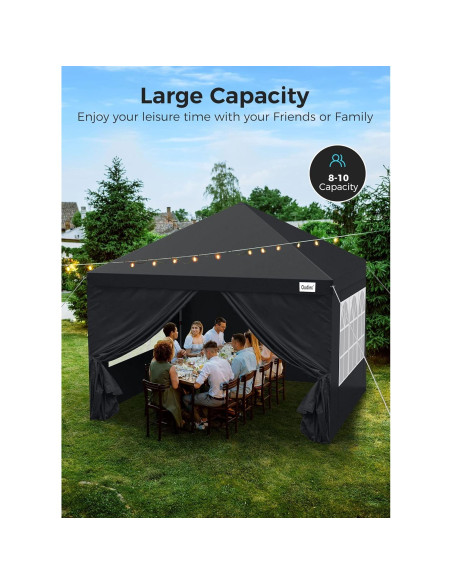 Carpa Plegable Oudiec 3.05x3.05m Impermeable con Ventanas