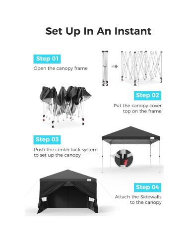 Carpa Plegable Oudiec 3.05x3.05m Impermeable con Ventanas