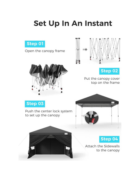 Carpa Plegable Oudiec 3.05x3.05m Impermeable con Ventanas