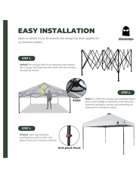 Carpa Plegable 3.05x3.05m MordenApe con Luz Mejorada