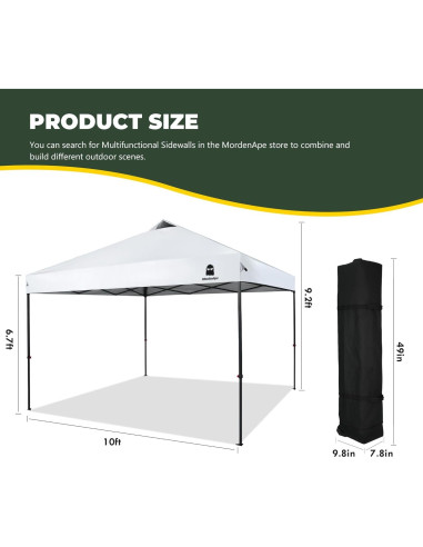 Carpa Plegable 3.05x3.05m MordenApe con Luz Mejorada