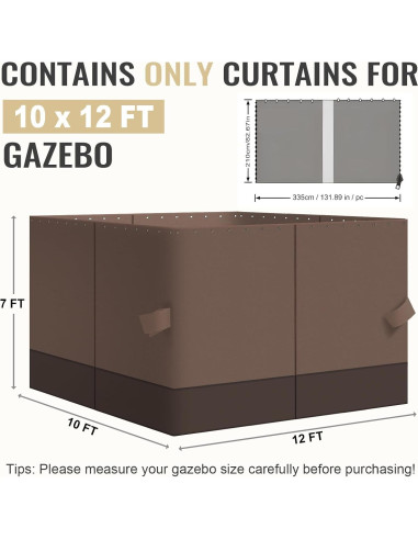 Cortinas de Reemplazo para Gazebo COWVIE 4 Paneles 3.05m x 3.66m