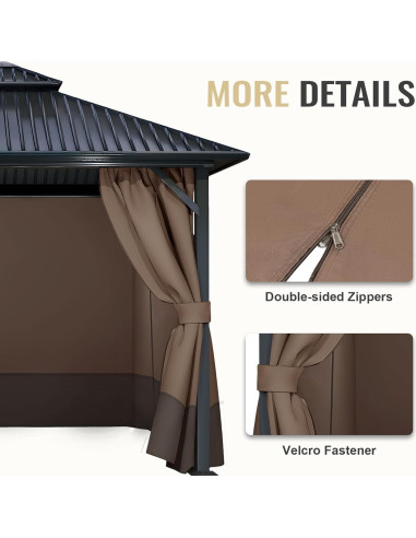 Cortinas de Reemplazo para Gazebo COWVIE 4 Paneles 3.05m x 3.66m