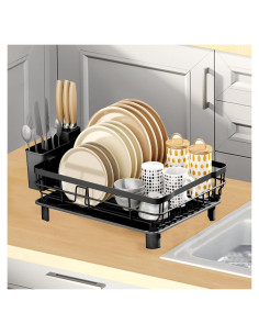 Escurridor de Platos GAXmi 1 Nivel Negro con Bandeja Drenaje