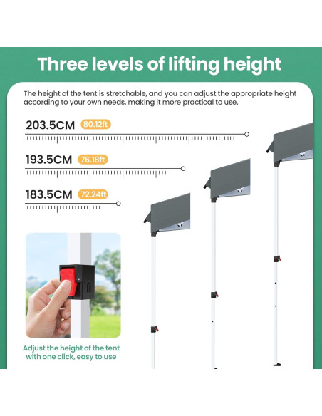 Carpa Plegable COBIZI 10x10m Gris con 1 Pared Lateral Impermeable