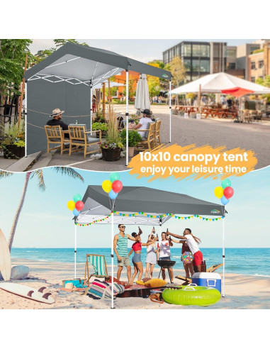 Carpa Plegable COBIZI 10x10m Gris con 1 Pared Lateral Impermeable