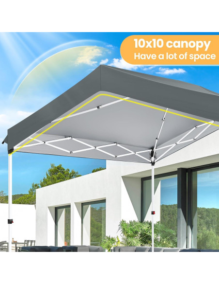 Carpa Plegable COBIZI 10x10m Gris con 1 Pared Lateral Impermeable