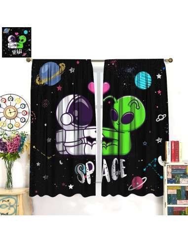 Cortinas de Caricatura Espacial Llylumty 53.5x114cm 2 Paneles