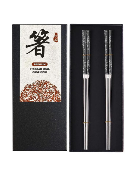 Palillos de Acero Inoxidable Reutilizables HMM 23.5 cm Antideslizantes