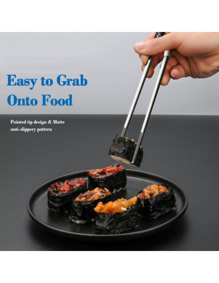 Palillos de Acero Inoxidable Reutilizables HMM 23.5 cm Antideslizantes