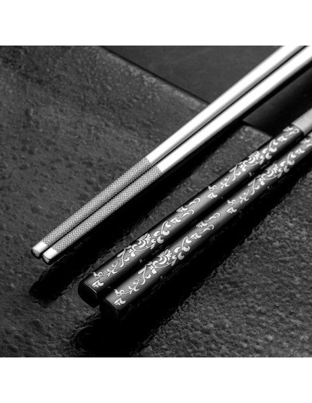 Palillos de Acero Inoxidable Reutilizables HMM 23.5 cm Antideslizantes