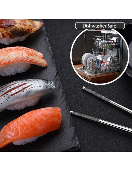 Palillos de Acero Inoxidable Reutilizables HMM 23.5 cm Antideslizantes