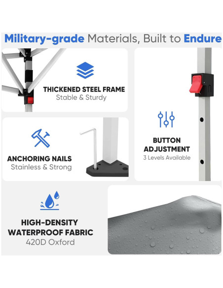 Carpa Plegable 3x3m Sekey Gris Impermeable UV 99% Carpa Plegable 3x3m Sekey Gris Impermeable UV 99%