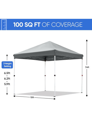 Carpa Plegable 3x3m Sekey Gris Impermeable UV 99%
