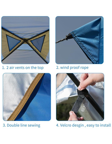 Cubierta de Toldos 3x3m MOQI Impermeable Tela Oxford 150D