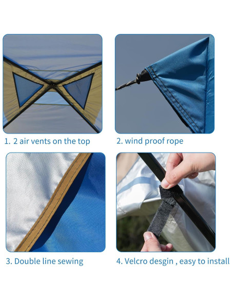 Cubierta de Toldos 3x3m MOQI Impermeable Tela Oxford 150D