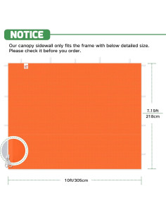 Paredes Laterales Carpa Plegable Acepic 10x10 Naranja 3 Piezas 2