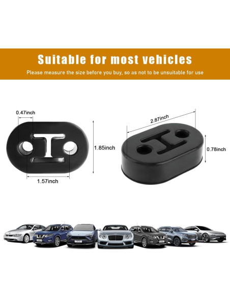 Soporte de Goma para Escape de Coche Ohleats 2 PCS 12mm
