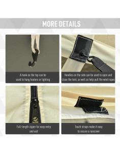 Carpa de Camping Plegable Genérico 3x3m con Pantalla Beige 2